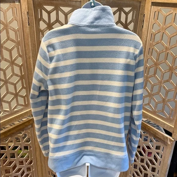 Talbots HALF-ZIP MICROFLEECE TOP - HARBOR STRIPE Size Medium - Picture 8 of 10